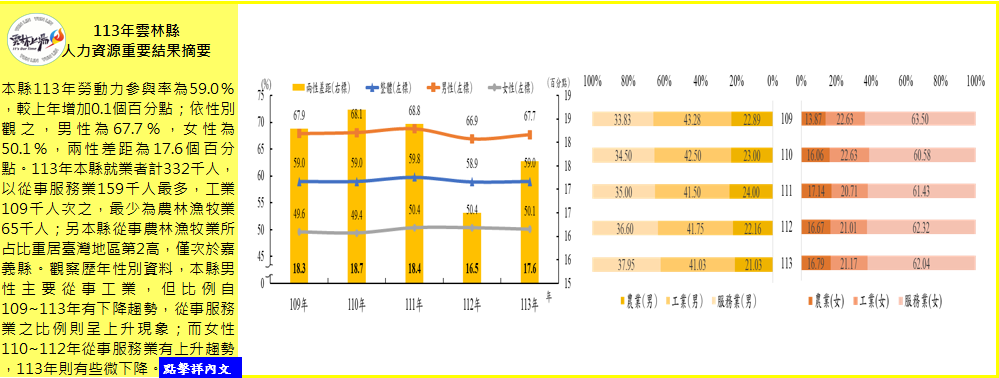 113年雲林縣人力資源重要結果摘要